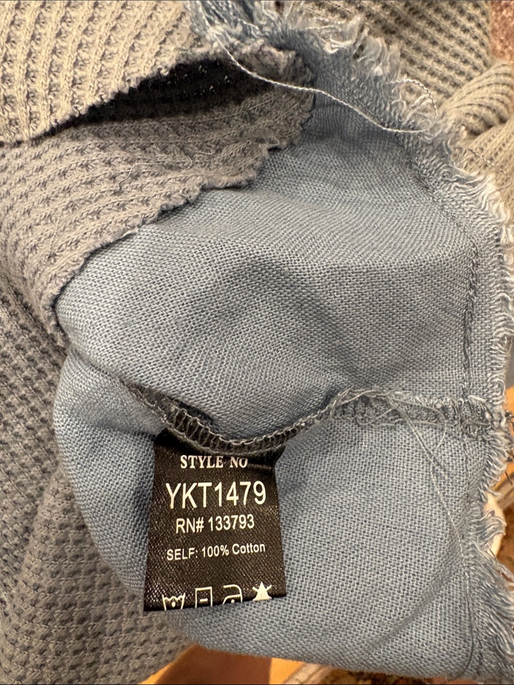 654. POL Waffle Knit Hooded Button-Front Jacket in Light Blue - Picture 5 of 5